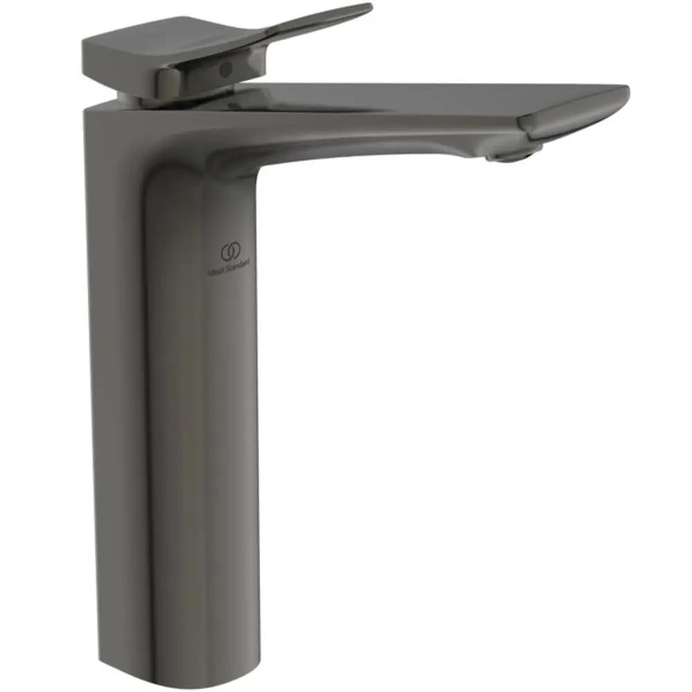 Waschtischarmatur aus Metall in Magnetic Grey, mit schmalem Auslauf und Hebel für die Wasserregulierung, gefertigt von Ideal Standard.